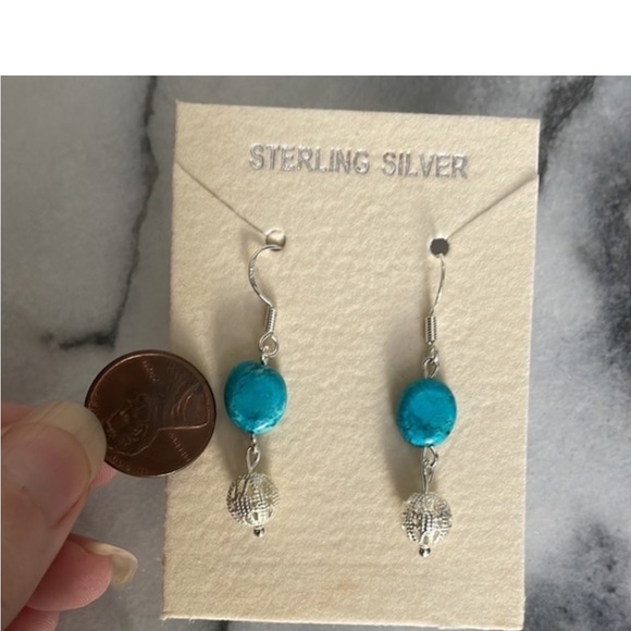 Real turquoise stone sterling silver earrings - Picture 5 of 5
